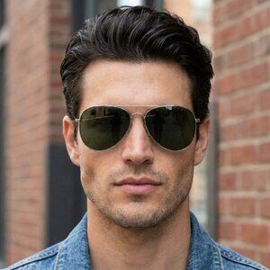 NEW MENS DELUXE Aviator Metal Classic Edgy Designer Style Sunglasses Gold